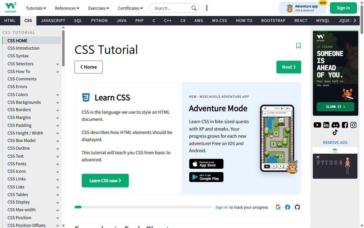 W3Schools — CSS Tutorial