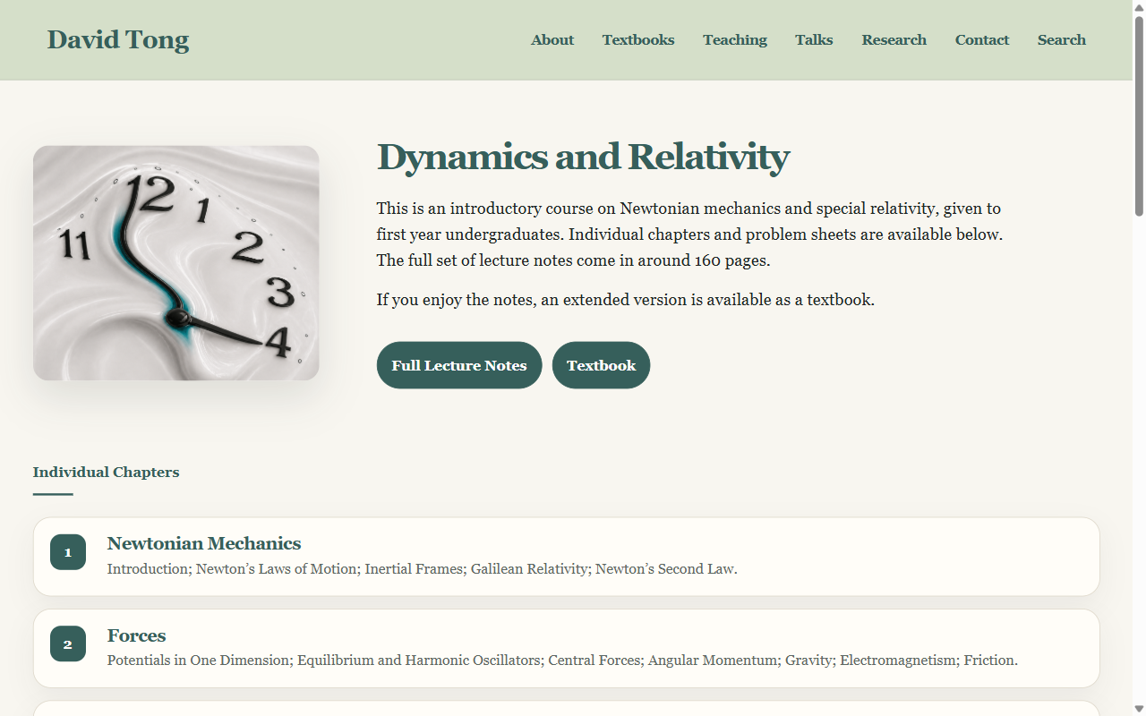 Dynamics and Relativity — David Tong